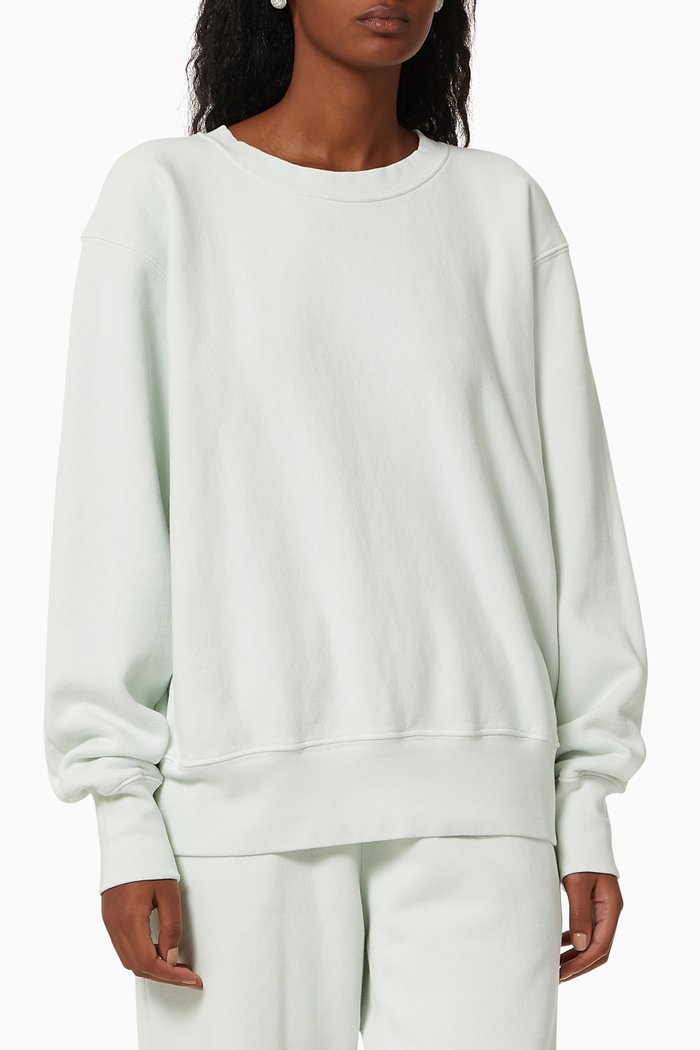 

Crop Crew Jersey Sweatshirt in Cotton, Blue