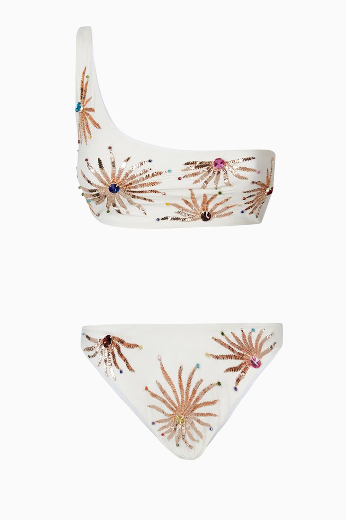 

Callie Bikini Set in Sustainable Lycra & Swarovski Crystals, White