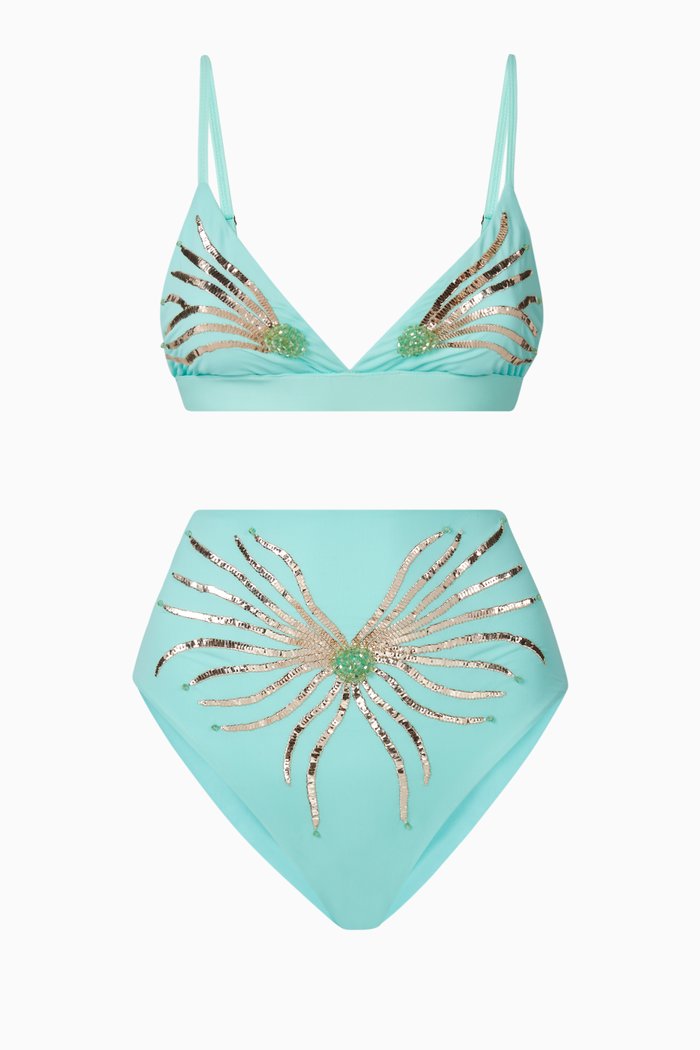 

Ursula Bikini Set in Sustainable Lycra & Swarovski Crystals, Blue