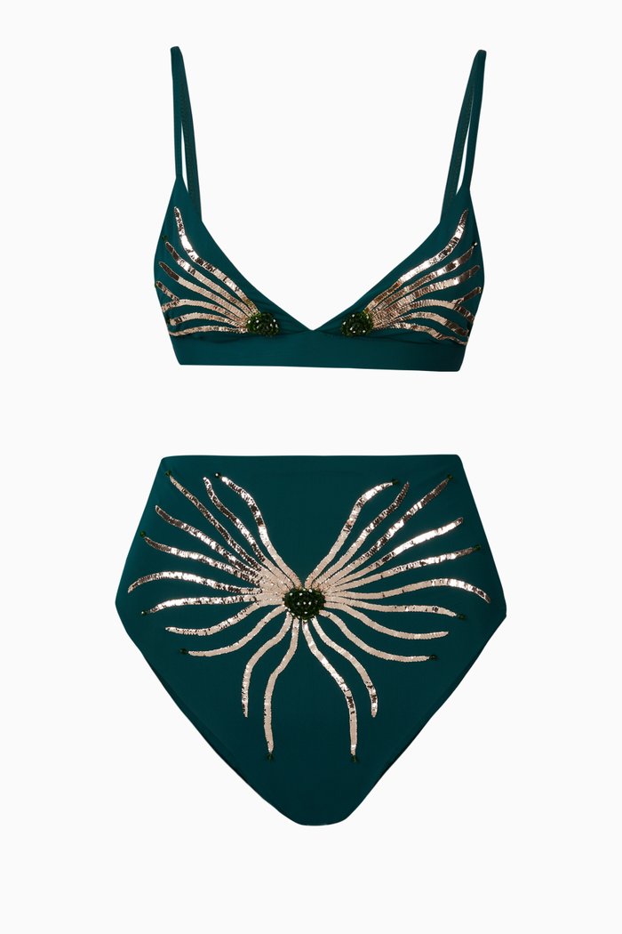 

Ursula Bikini Set in Sustainable Lycra & Swarovski Crystals, Green