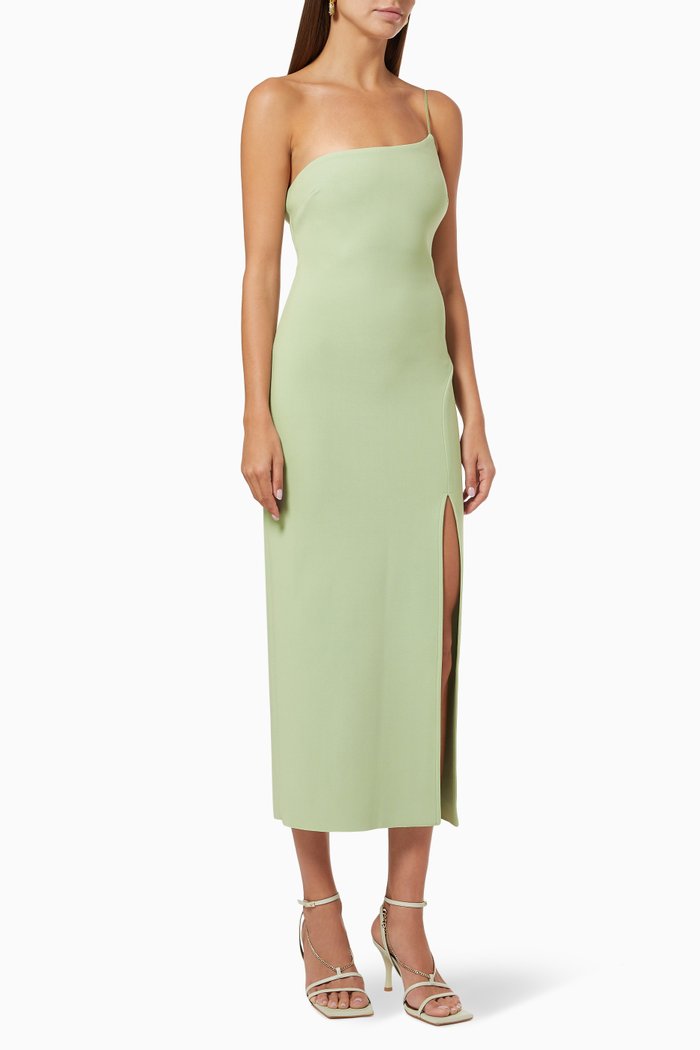 

Fleur Asymmetric Midi Dress, Green