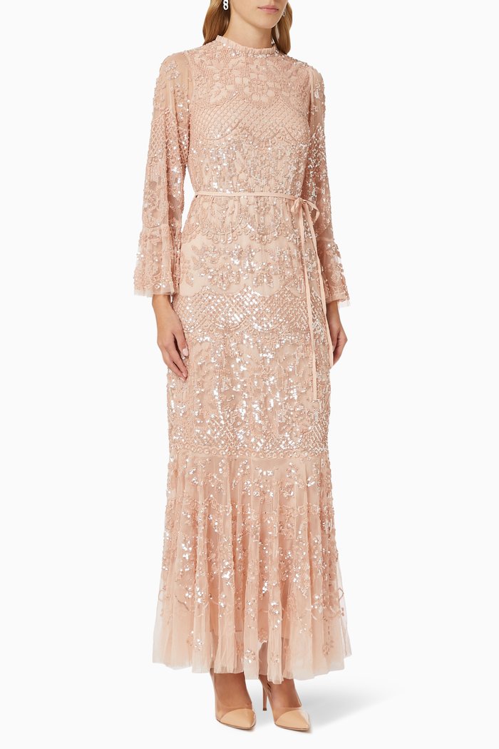 

Snowdrop Gown in Sequin Tulle, Pink