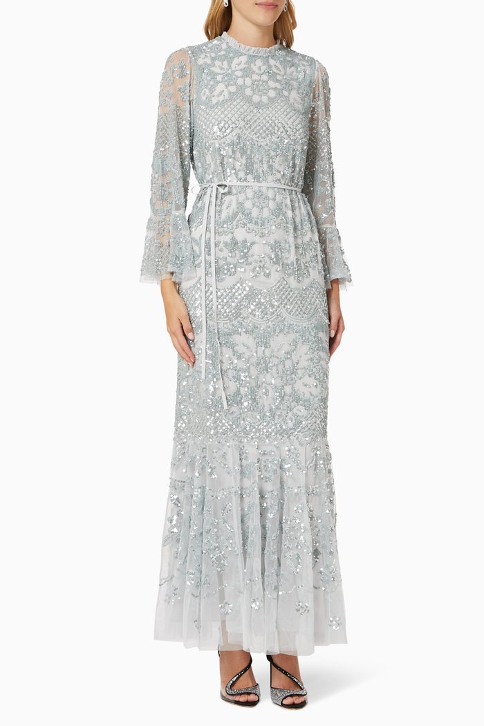 

Snowdrop Gown in Sequin Tulle, Blue