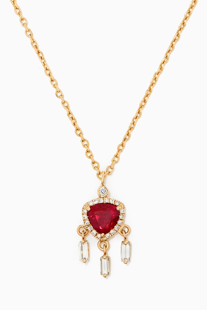 

Ruby Pendant Necklace with Diamonds in 18kt Yellow Gold