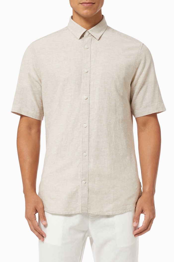 

Caiden Shirt in Cotton Linen Blend, Neutral