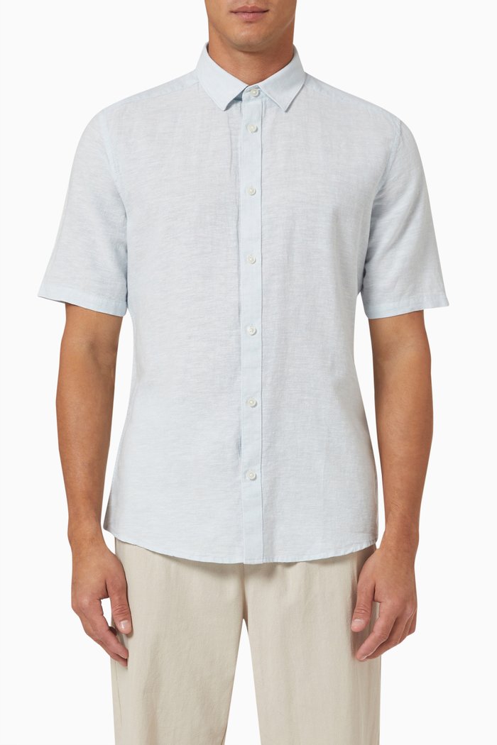 

Caiden Shirt in Cotton Linen Blend, Blue