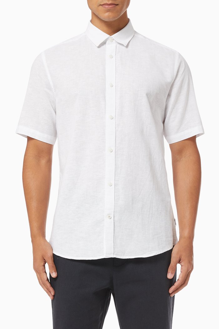 

Caiden Shirt in Cotton Linen Blend, White