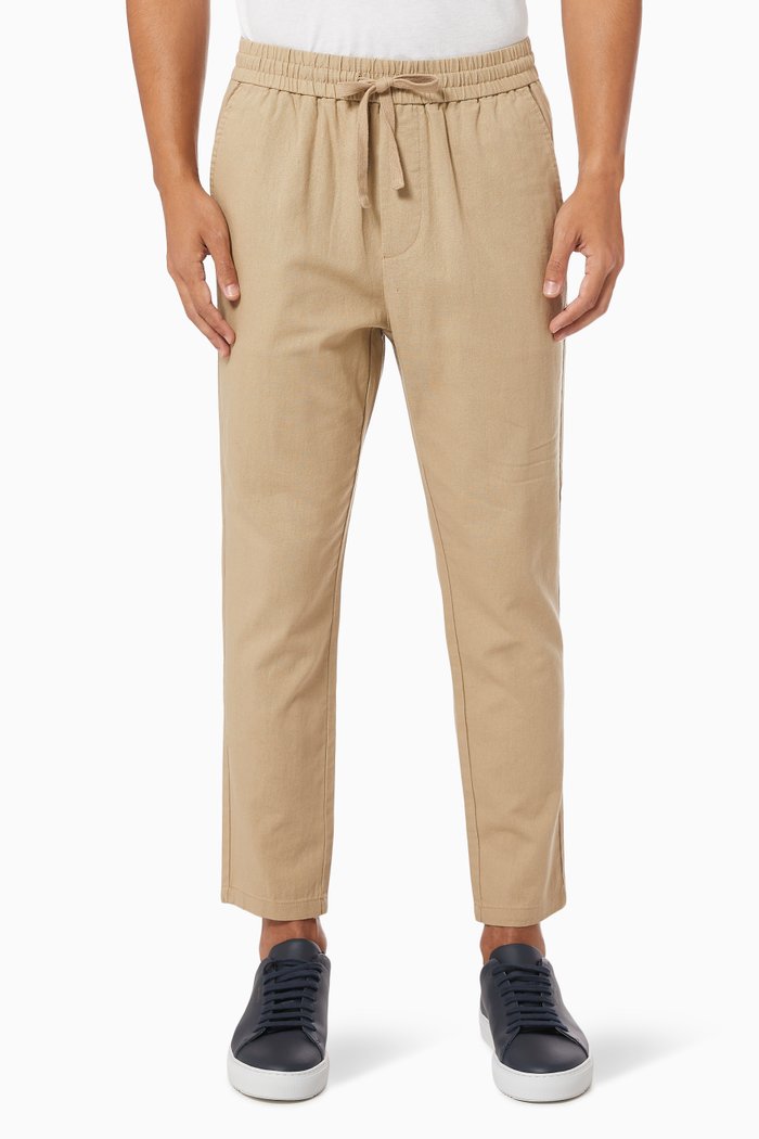 

Linus Cropped Trousers in Cotton Linen Blend, Neutral