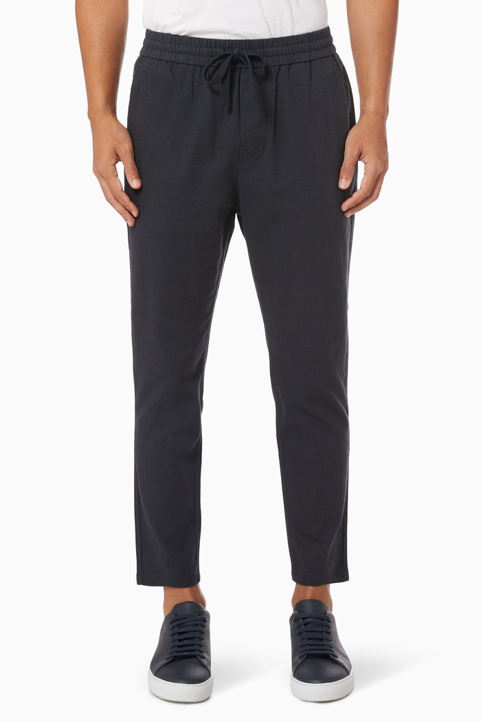 

Linus Cropped Trousers in Cotton Linen Blend, Blue