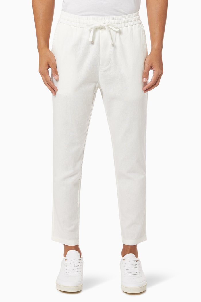 

Linus Cropped Trousers in Cotton Linen Blend, White