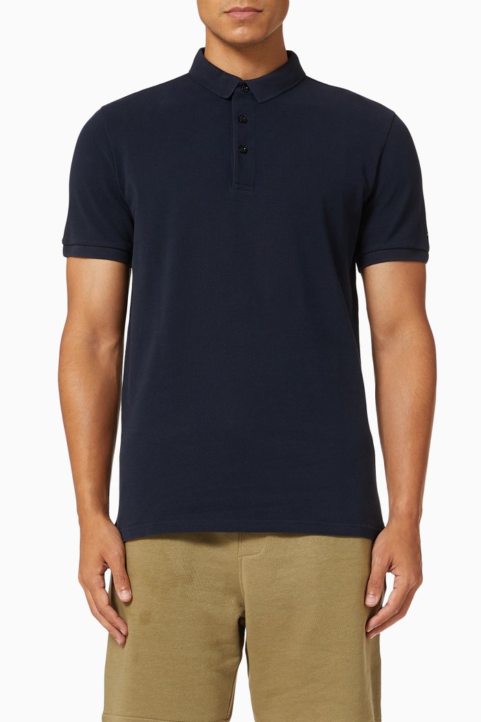 City Polo Shirt in Organic Cotton Piqué, Blue