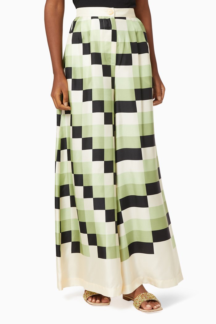 

Louis Vienna Wide-Leg Culottes in Silk Twill, Multicolour