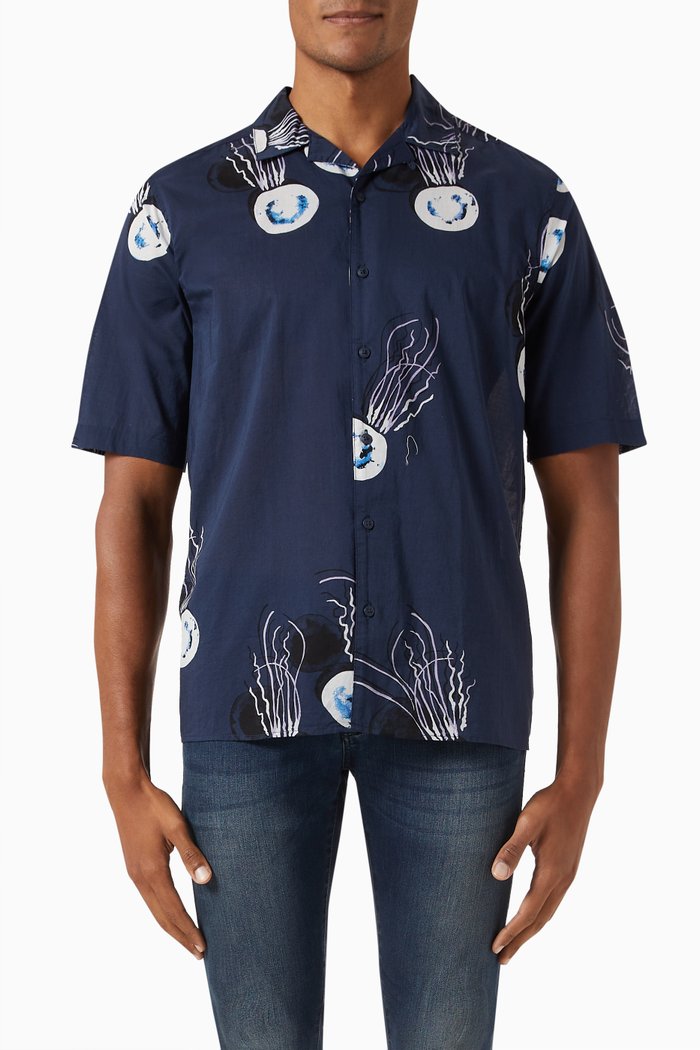 

Printed Shirt in Cotton, Blue
