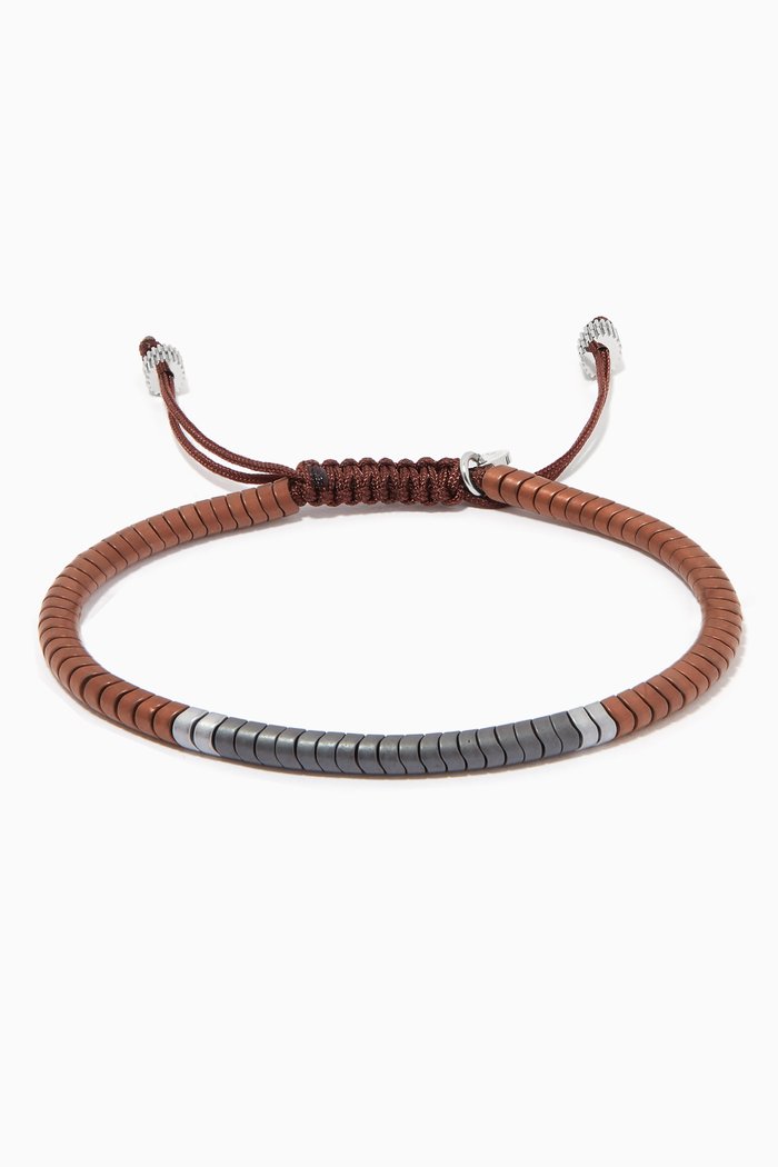 

Ghana Bracelet in Macramé & Hematite, Brown