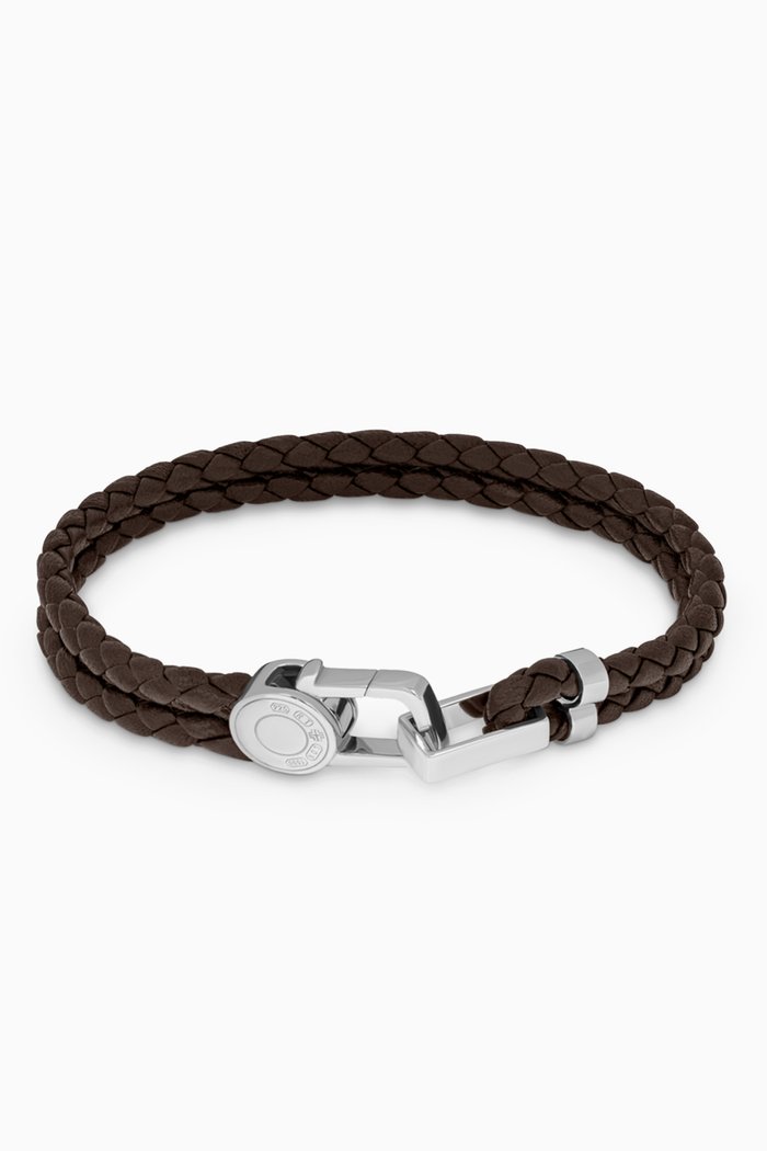 

Signature Lock Bracelet in Leather, Brown