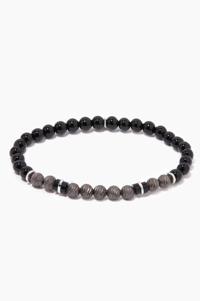 

Beaded Bracelet in Agate & Sterling Silver, Black