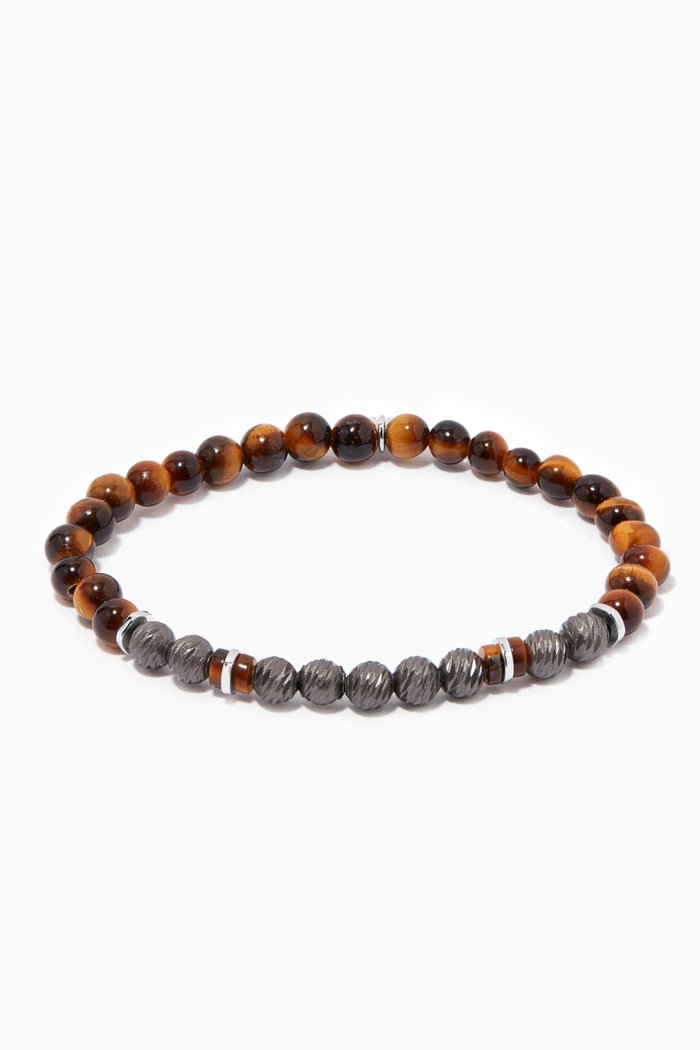 

Beaded Bracelet in Tiger's Eye & Sterling Silver, Yellow