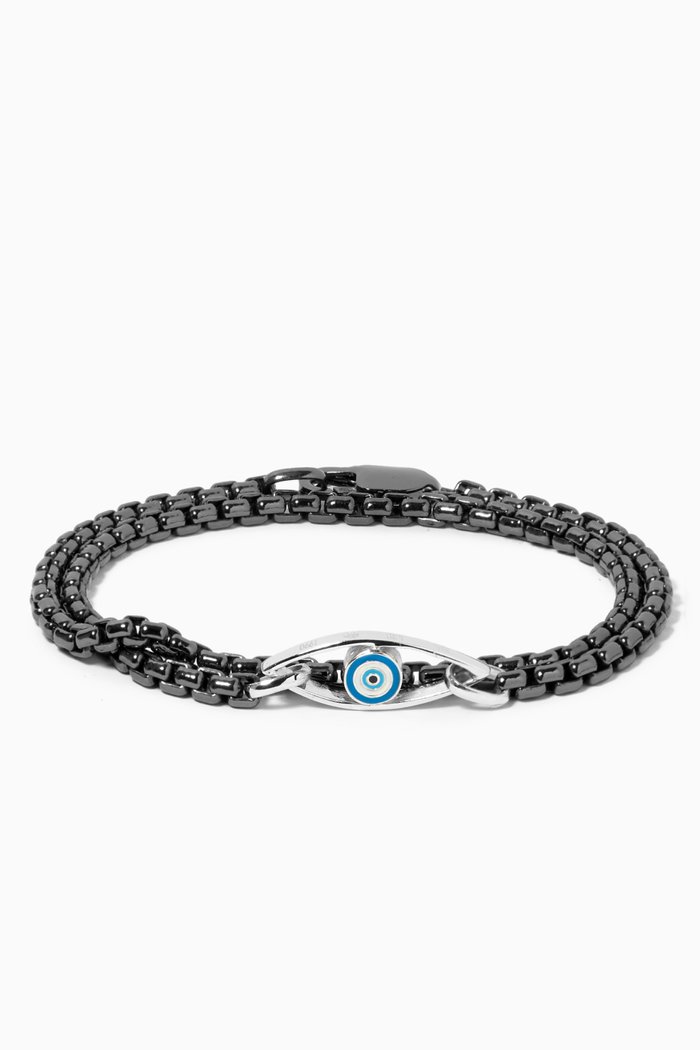 

Catena Contrast Bracelet with Rhodium Plated Silver Evil Eye