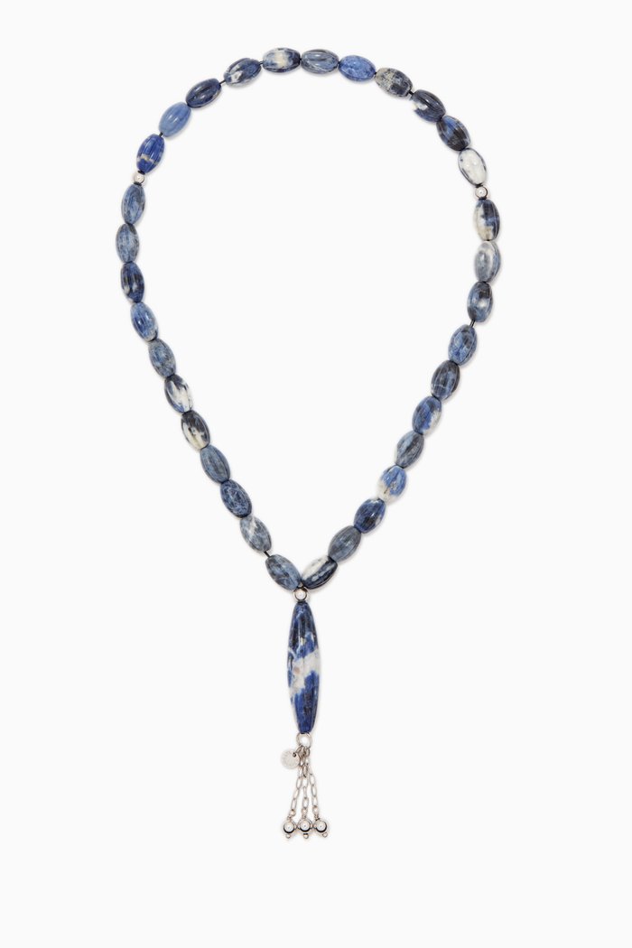 

Scalloped Worry Beads in Goldstone, Blue