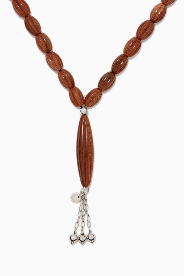 

Scalloped Worry Beads in Goldstone, Blue