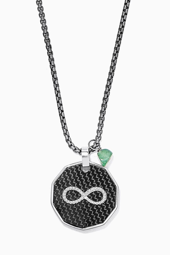 

Infinity Knot & Horseshoe Reversible Necklace in Stainless Steel and Carbon Fibre, Black