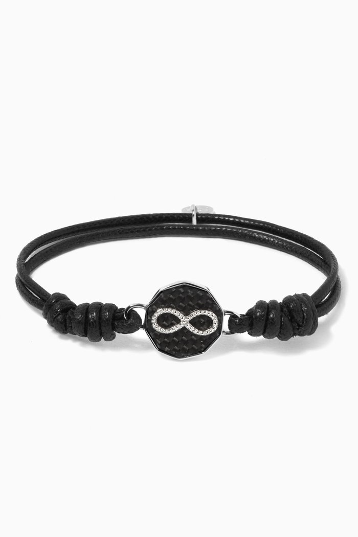 Infinity & Horseshoe Charm Bracelet, Black