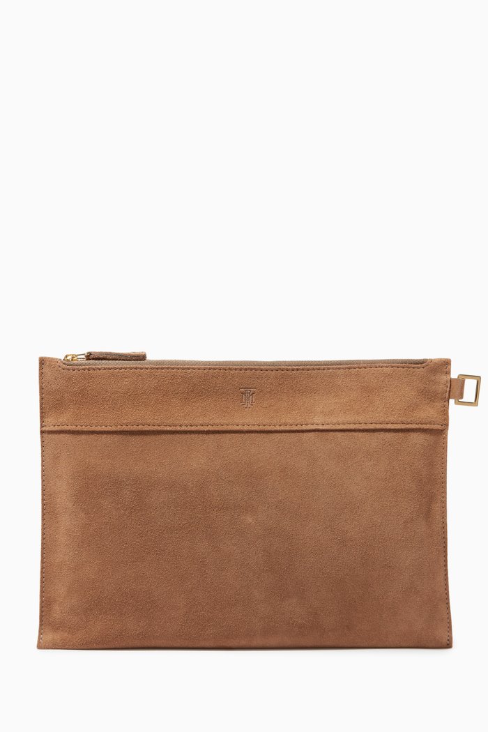 

Nomad Medium Pouch in Suede Leather, Brown