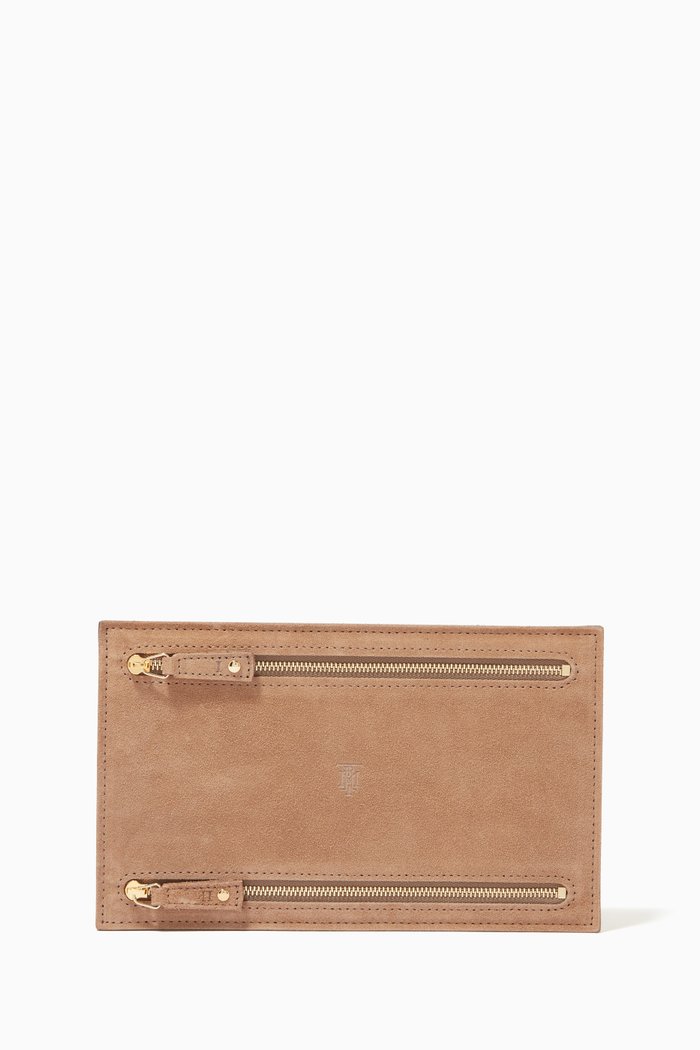 

Currency Wallet in Suede Leather, Brown