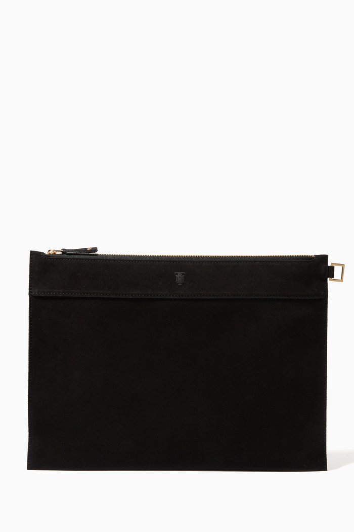 

Nomad Large Pouch in Suede Leather, Black