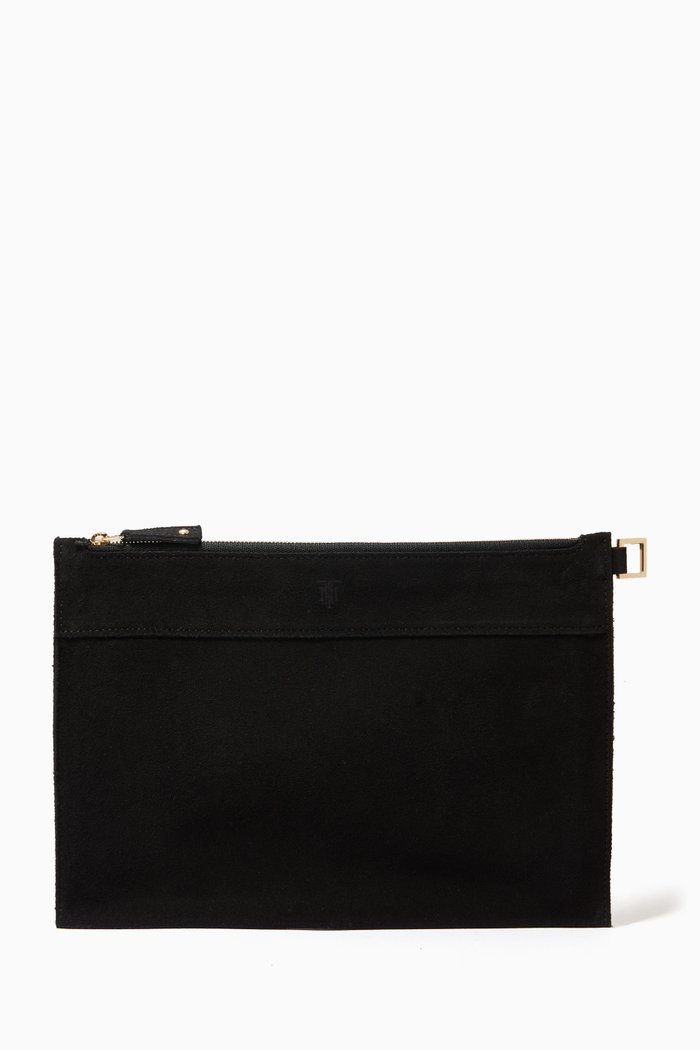 

Medium Pouch in Suede, Black
