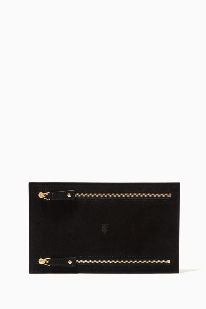 

Currency Wallet in Suede Leather, Black