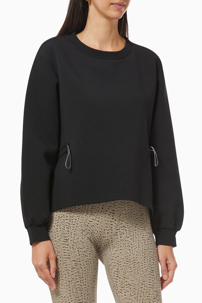 

Bella Drawstring Sweatshirt in Cotton, Black