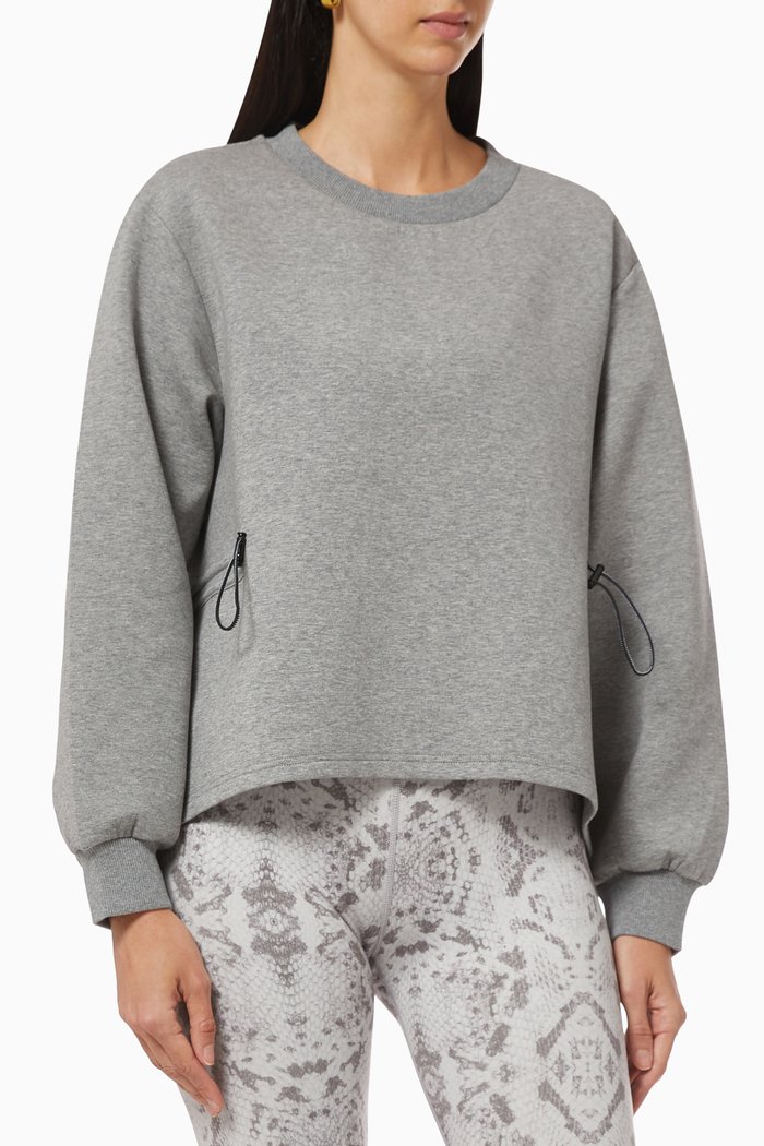 

Bella Drawstring Sweatshirt in Cotton, Grey