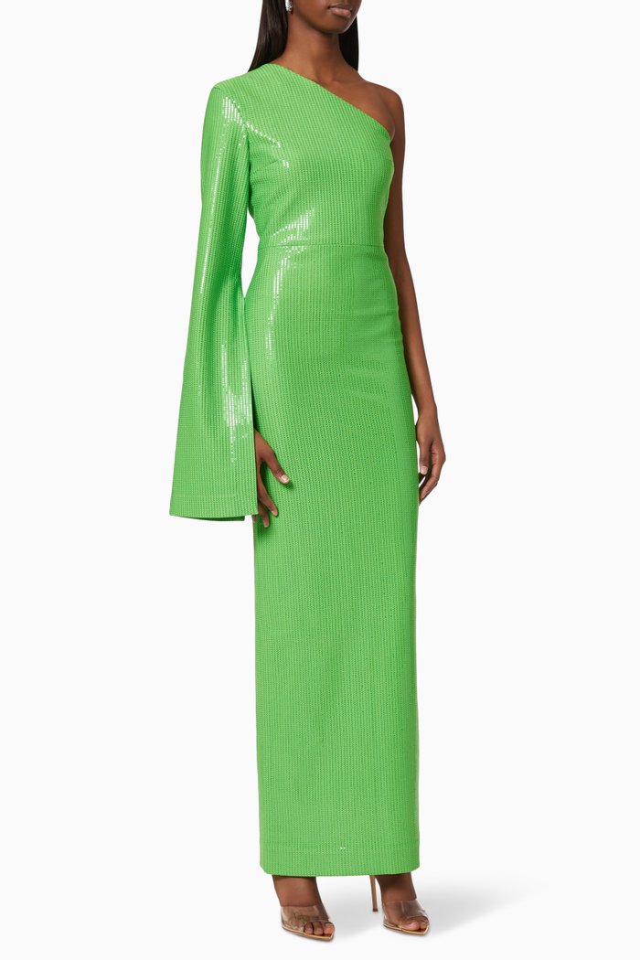 Valentina Sequin Dress, Green
