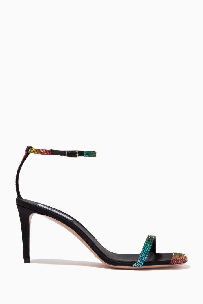 Glazed 75 Sandals in Hotfix Strass Satin, Black