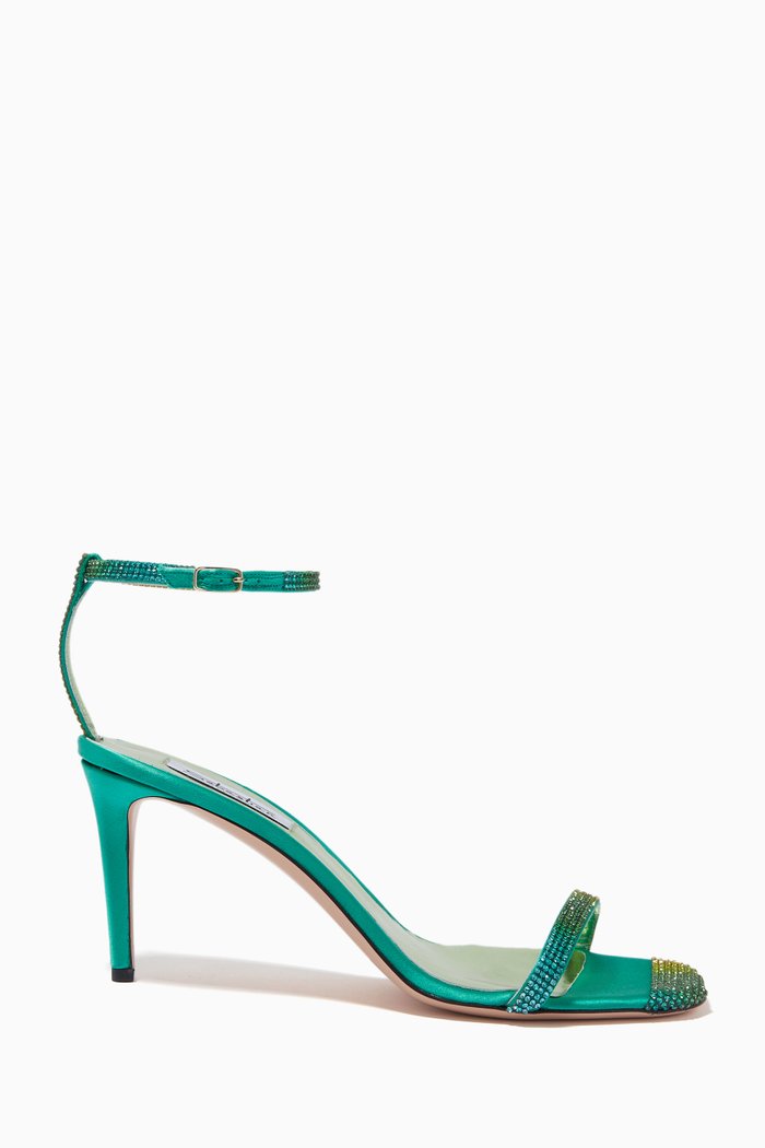 

Glazed 75 Sandals in Hotfix Strass Satin, Green
