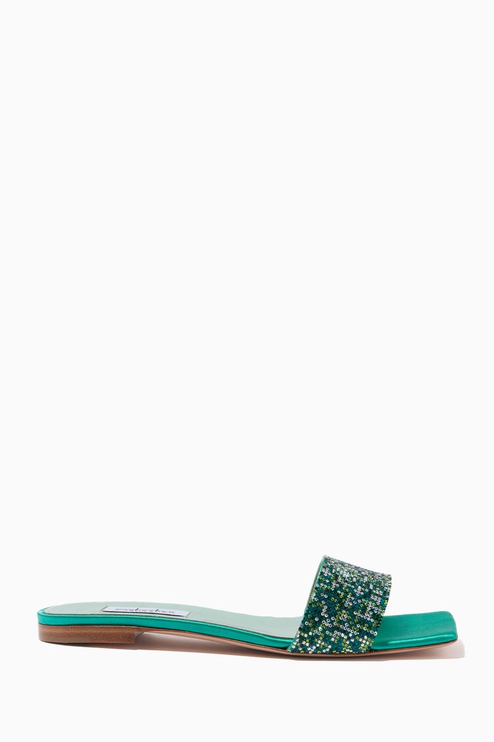 

Flats in Camouflage Hotfix Strass Satin, Green