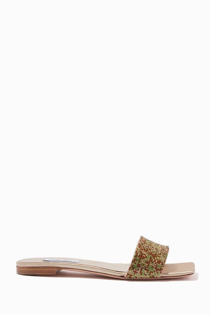 Flats in Camouflage Hotfix Strass Satin, Silver