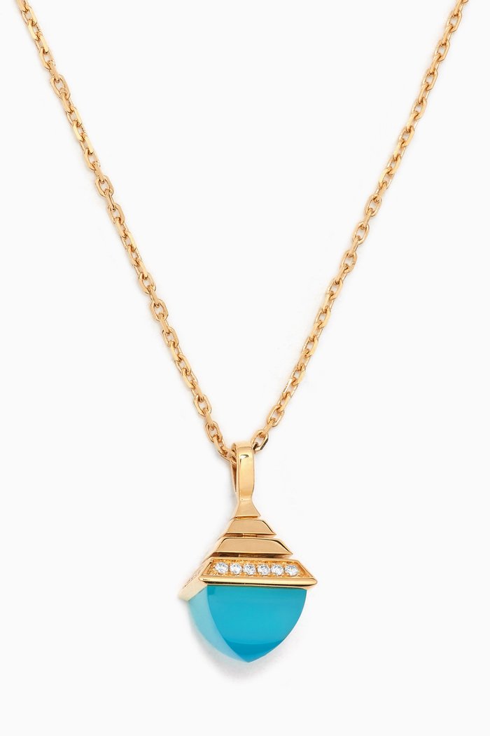 

Cleo Rev Diamond Mini Pendant with Turquoise in 18kt Yellow Gold