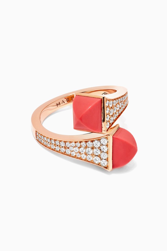 

Cleo Diamond Statement Ring with Pink Coral in 18kt Rose Gold