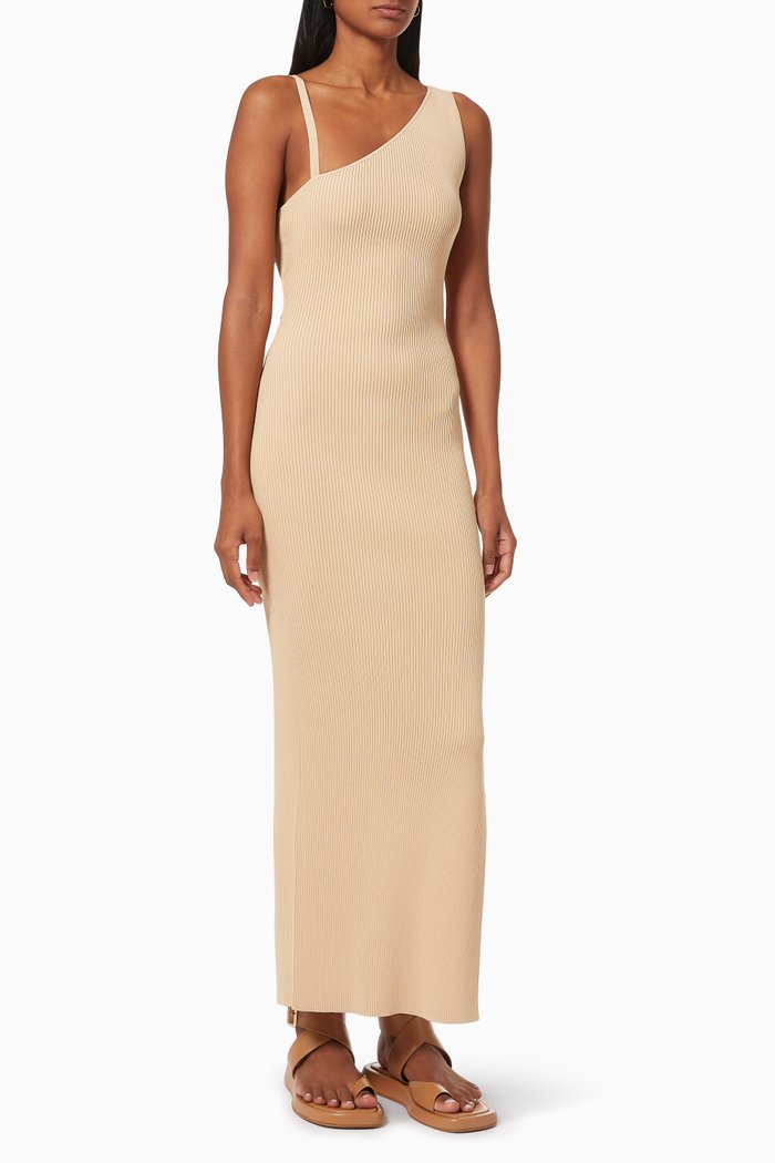 

Harper Knit Asymmetric Dress, Brown