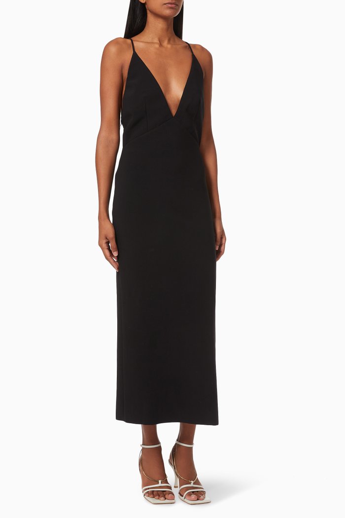 

Maddison Midi Dress in Crepe, Black