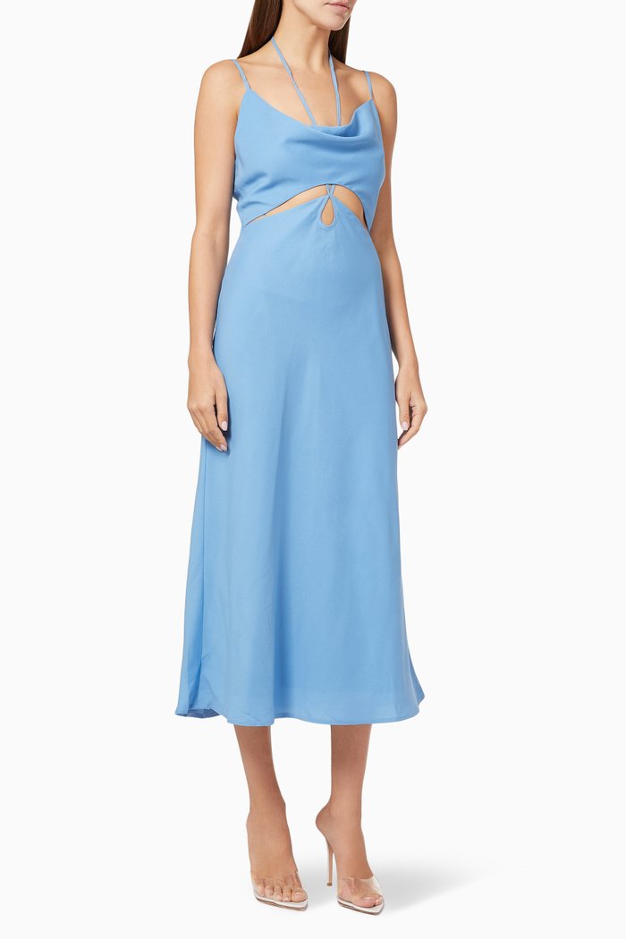 

Seek Midi Dress in Crepe, Blue