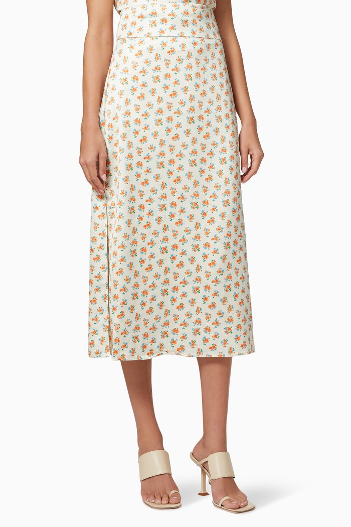 

Molten Midi Skirt in Satin, Multicolour