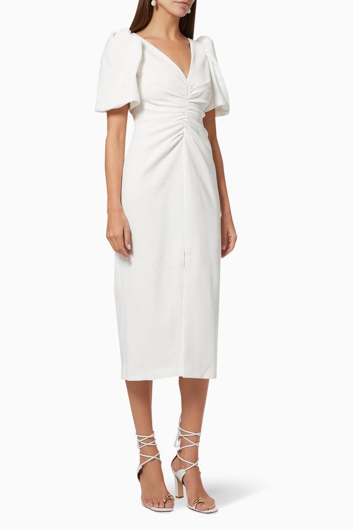 Good Thing Midi Dress in Midweight Crepe, White