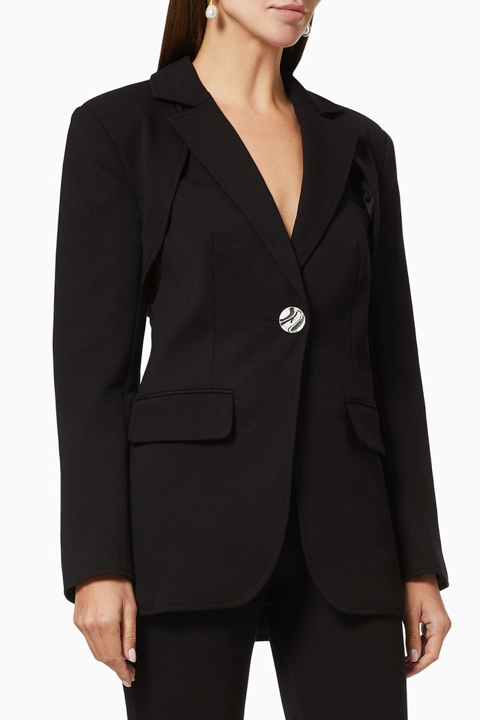 

Contoured Blazer in Stretch Midweight Crepe, Black