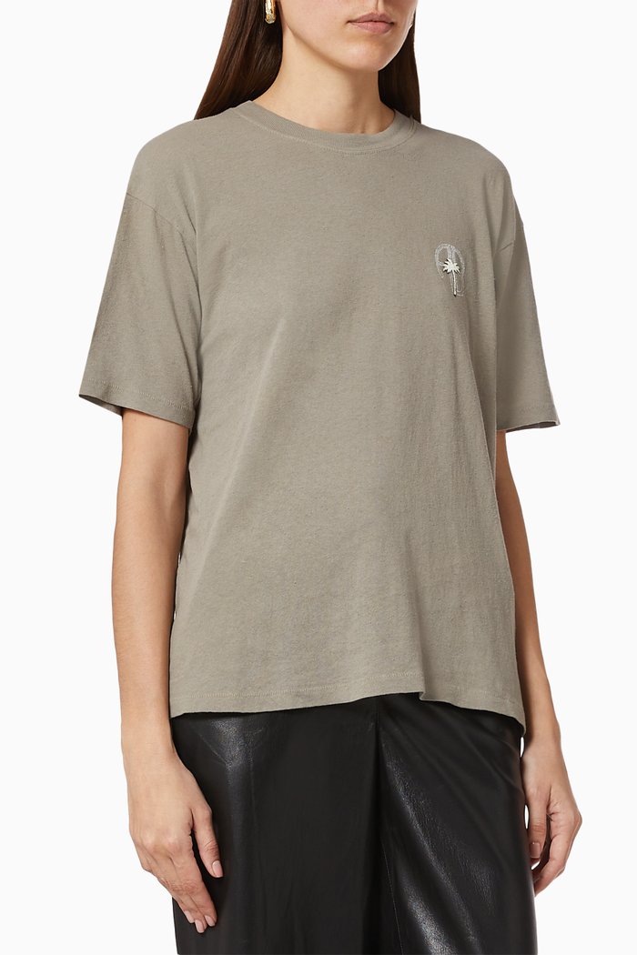 

Ida Palm Print T-shirt in Cotton, Grey