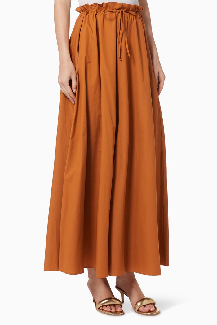 

Cotton Poplin Maxi Skirt, Orange