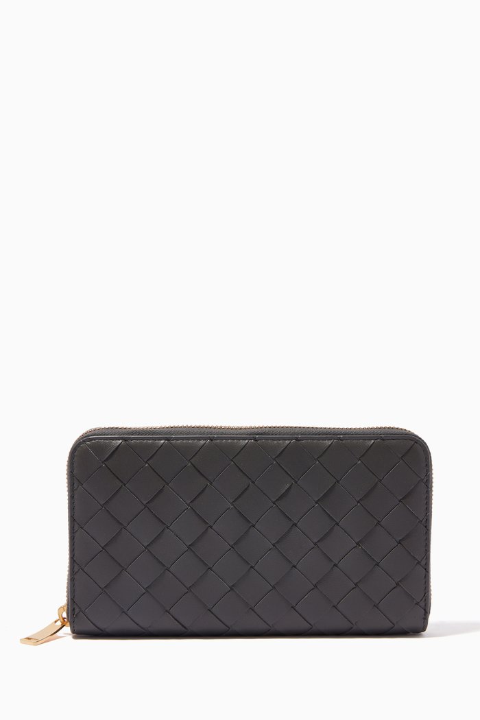 

Zip-around Wallet in Intrecciato Nappa, Grey