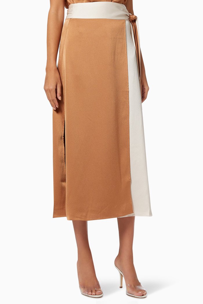 

What Do You Do Skirt in Hammered Satin, Brown